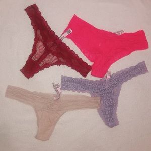 Bundle of 4 Victoria Secret thongs 🖤💝